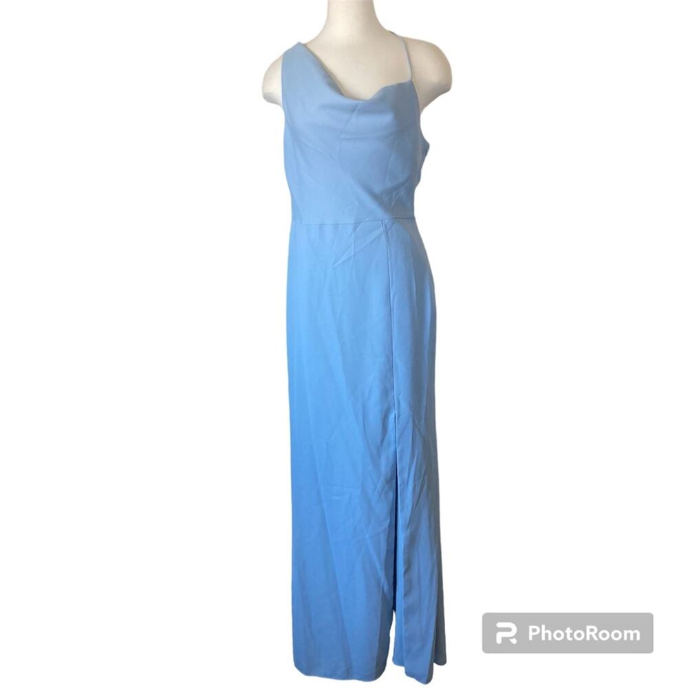 After Six NWT One Shoulder Draped Cowl Maxi Dress In Mist Size 8 - Picture 4 of 8